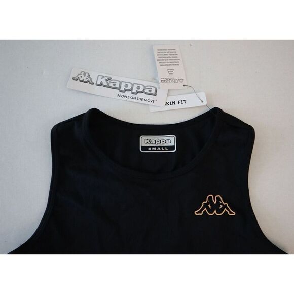 Kappa 331D22W Women's Sz S Black/Orange/White Logo Tape Erina Cropped Tank Top - Picture 4 of 6